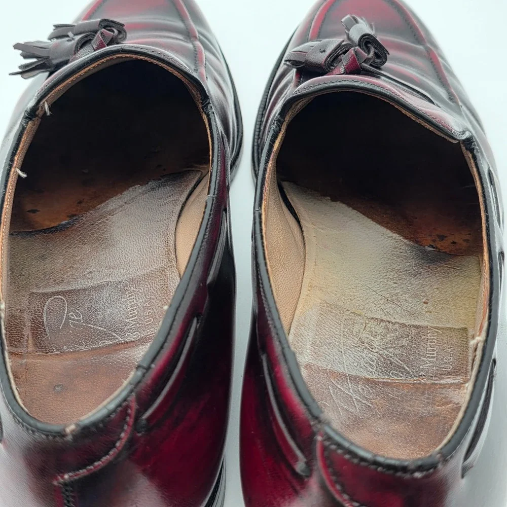 Johnston & Murphy Heritage Vintage Tassel Loafers Mens 9.5 C Oxblood Leather USA